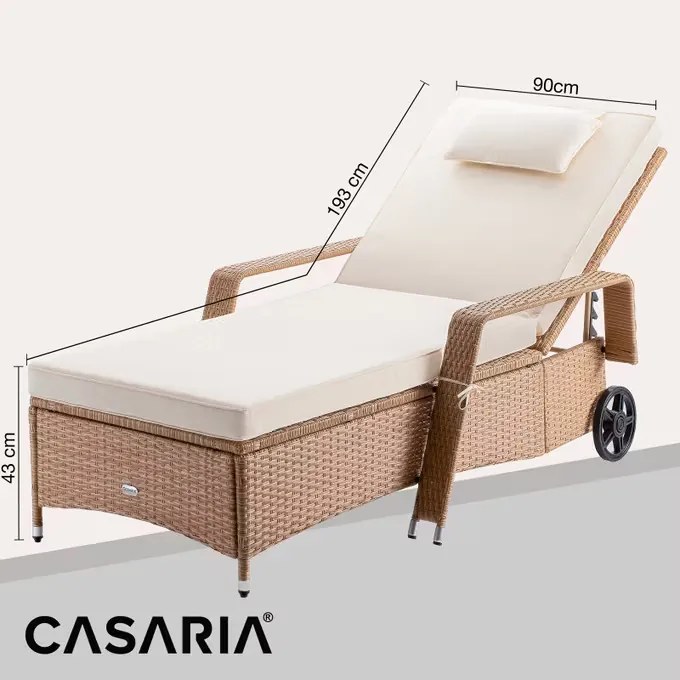 Casaria® Luxus fekvőtámasz kerekekkel, bézs