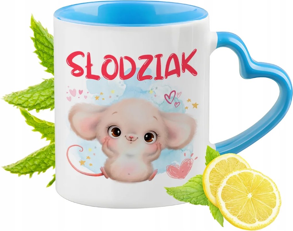 Egér Bögre Kék Szív Alakú Füllel Ajándék