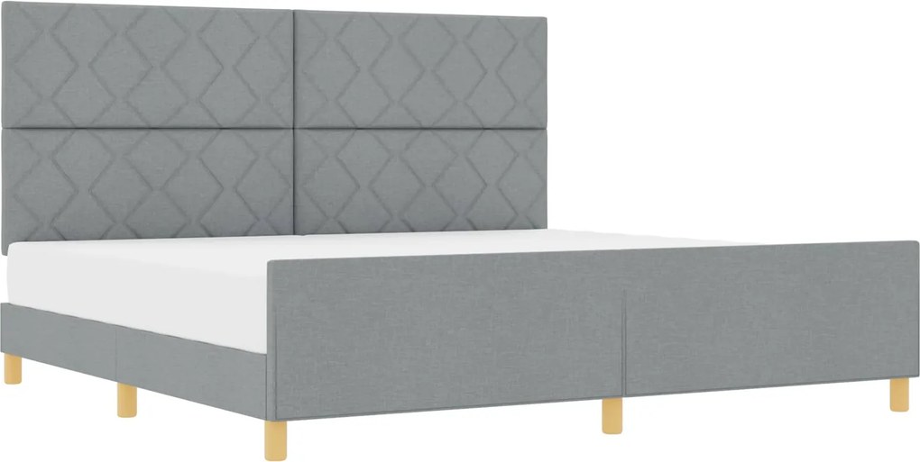 vidaXL Ágykeret fejtámlával Világosszürke 200 x 200 cm szövet