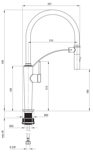 Deante BRC_R72M - Mosogató csap rugalmas karral CORDA csiszolt arany