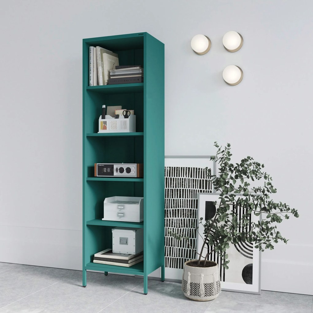 Könyvespolc MARIO, 500 x 1800 x 350 mm, Modern: tengerszínű