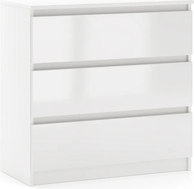 SIMPLE Komoda 80 3S biały/biały połysk