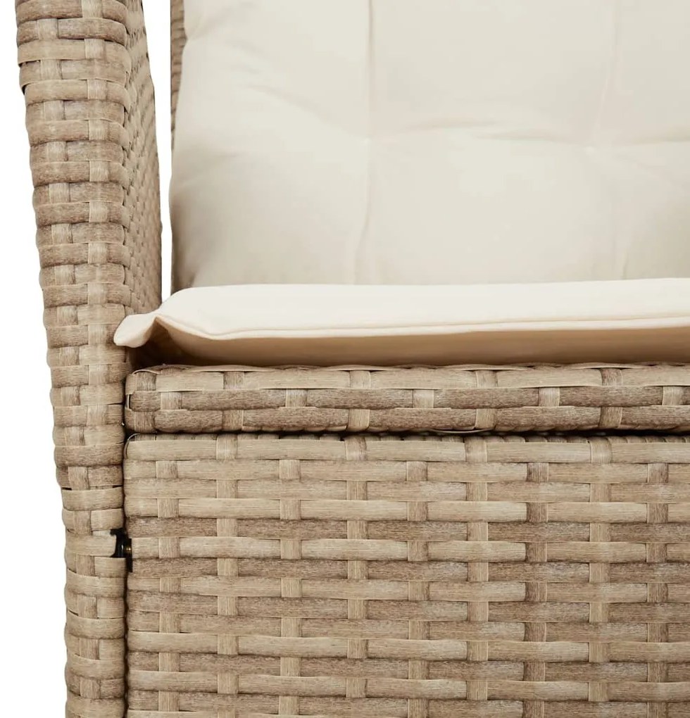 9 részes bézs polyrattan kerti étkezőgarnitúra párnákkal