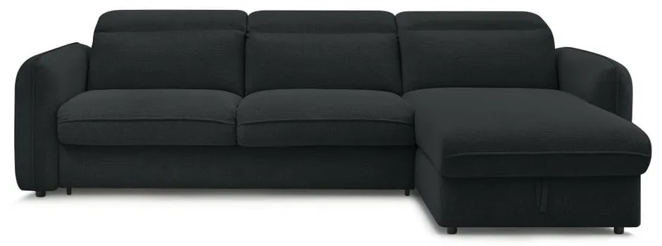 Fekete kinyitható sarokkanapé (variálható) Achille – Bobochic Paris