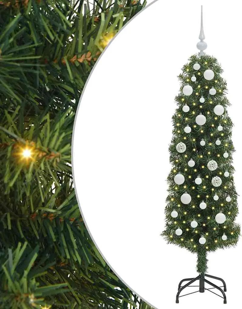 vidaXL Mű karácsonyfa 150 LED-del Zöld 150 cm PVC, acél és műanyag