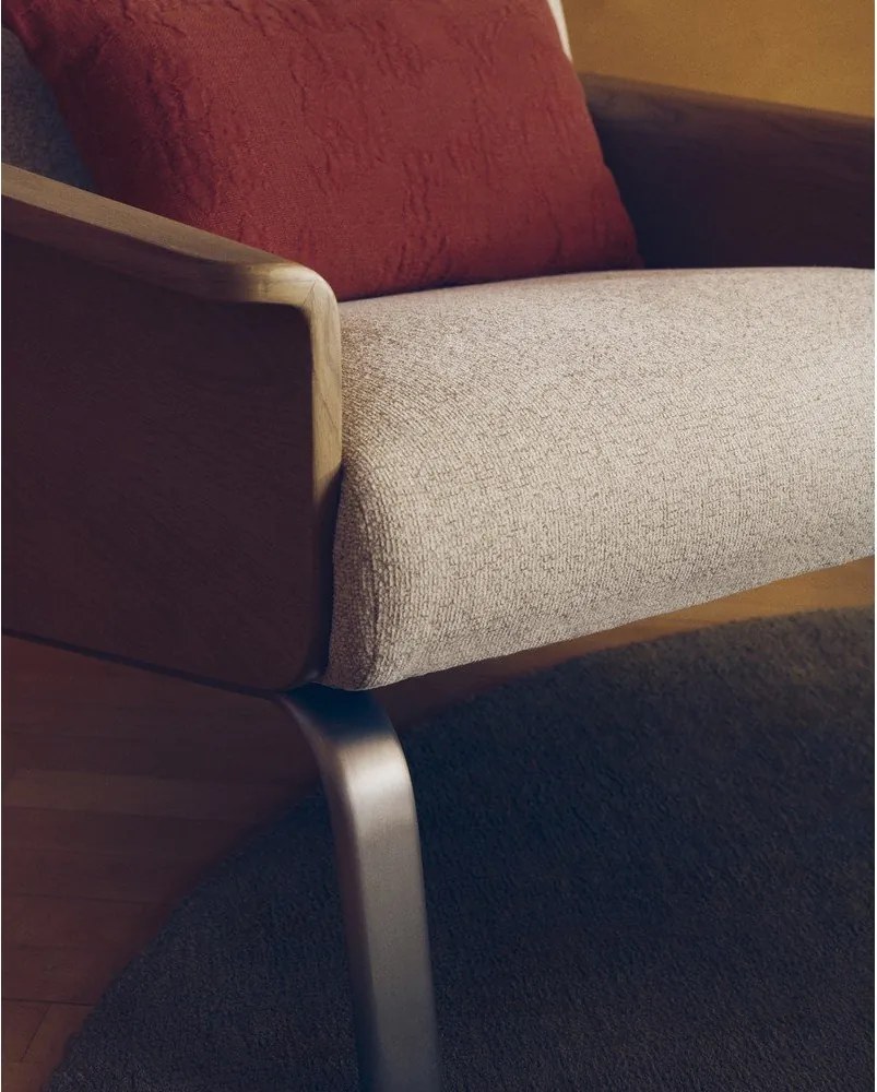 Bézs zsenília fotel Amsen – Kave Home