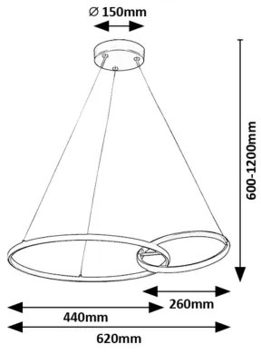 Rabalux 72296 - LED Csillár zsinóron EMILION LED/36W/230V fekete/arany