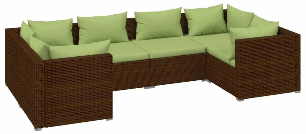 6 részes barna polyrattan kerti ülőgarnitúra párnákkal