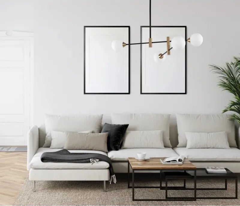 ITALUX PND-9148-4-OPAL MARINO Többágú Függesztett Lámpa Fehér, Fekete, Sárgaréz G9 IP20
