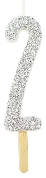 PME glitter gyertya, ezüst, 2