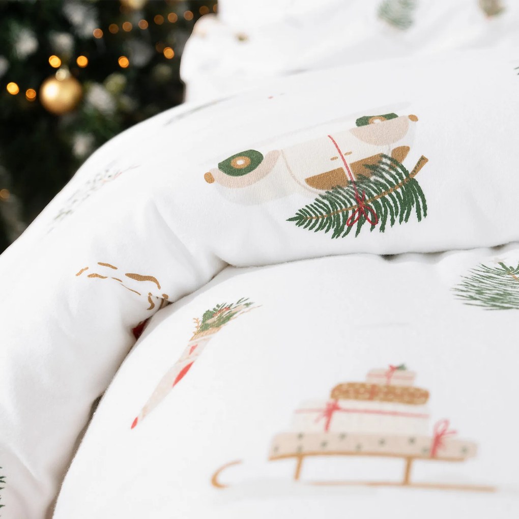 Goldea karácsonyi flanel ágyneműhuzat - tradicionális karácsonyi 150 x 200 és 50 x 60 cm