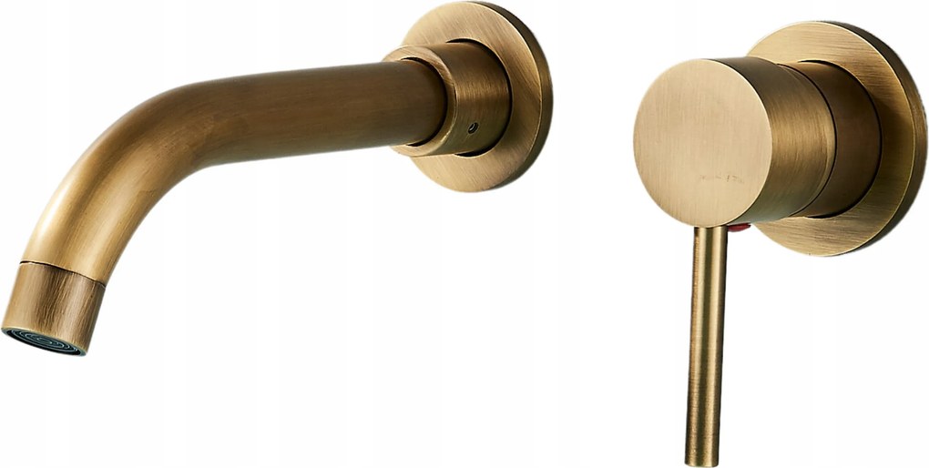 Mosdó Csaptelep Falra szerelhető Fürdőszoba Forgatható Kifolyócső Sárgaréz Ari Arany