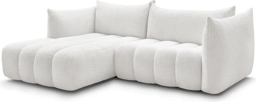 Fehér buklé sarokkanapé (bal oldali-heverő résszel) Azra – Bobochic Paris