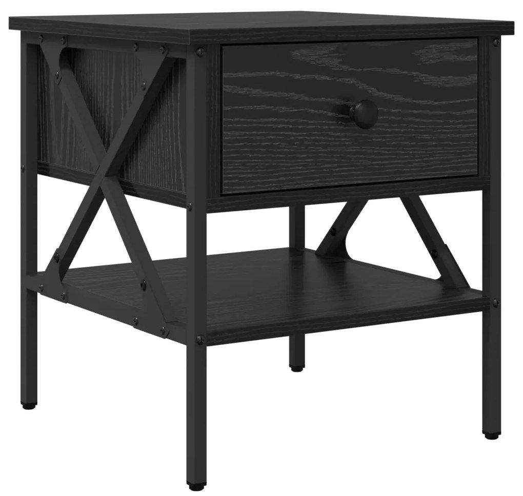 2 db fekete tölgy éjjeli asztal 40x42x45 cm MDF