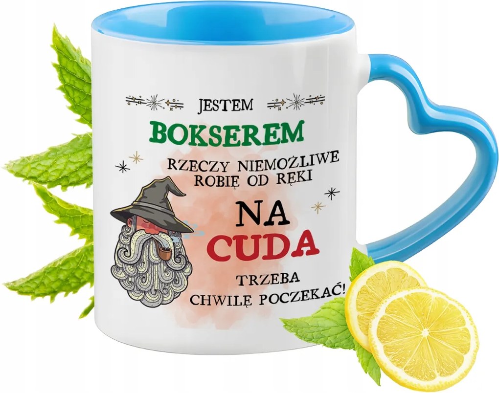 Boxernek Kék Bögre Szív Alakú Füllel Ajándék