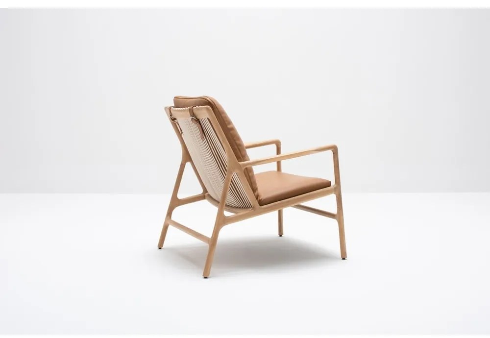 Barna-natúr színű bőr fotel Dedo – Gazzda