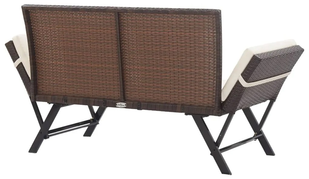 barna polyrattan kerti pad párnával 176 cm