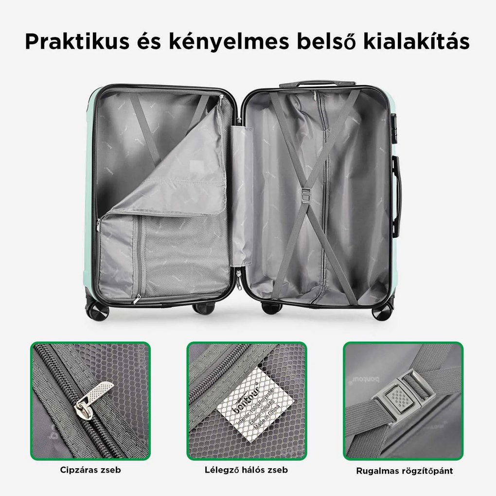 BONTOUR vertical 4 kerekes nagy borönd 76x50,5x29,5cm, púderzöld