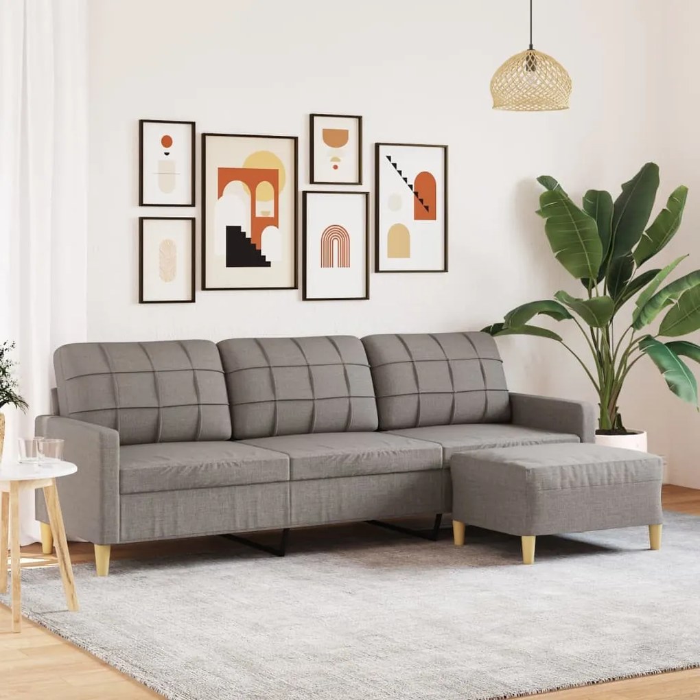 3 személyes tópszínű szövet kanapé lábtartóval 210 cm