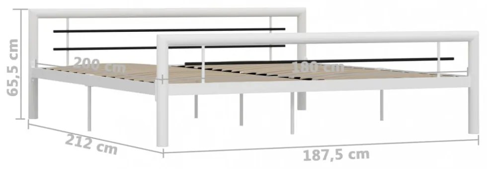 fehér és fekete fém ágykeret 180 x 200 cm