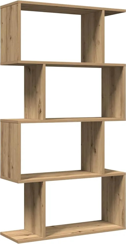 vidaXL 4 szintes kézműves tölgy fa elválasztó könyvespolc 70x24x129 cm