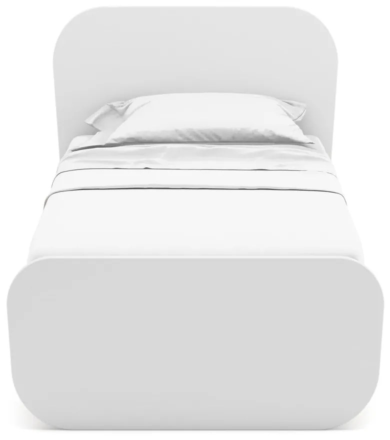 Fehér gyerekágy ágyráccsal, borovi fenyő dekorral 90x190 cm Esteban – Marckeric