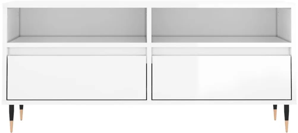 magasfényű fehér szerelt fa TV-szekrény 100 x 34,5 x 44,5 cm