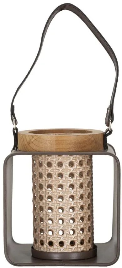 Lámpás vas-rattan 16x13x20cm