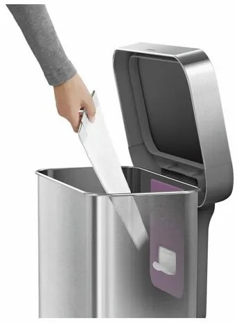 Simplehuman pedálos szemetes 55 l, ezüst, 55 l