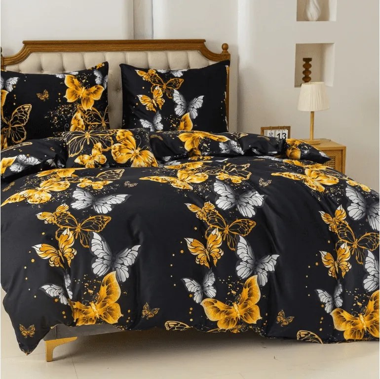 Mikroszálas ágyneműhuzat GOLD BUTTERFLY fekete Ágyneműhuzat mérete: 70 x 90 cm | 140 x 220 cm