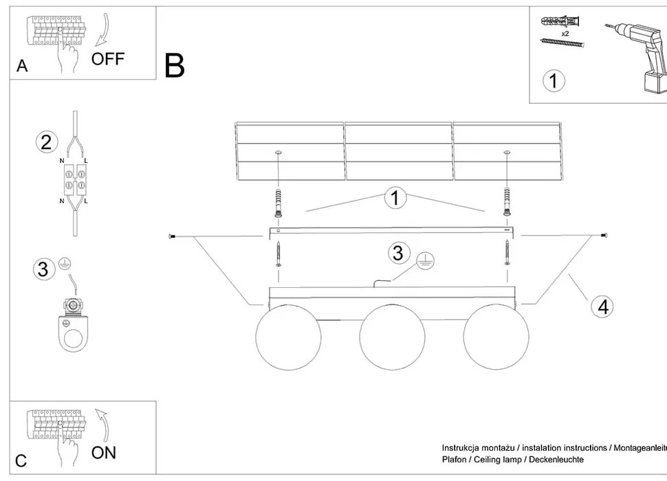 Fehér mennyezeti lámpa üveg búrával ø 12 cm Umerta – Sollux
