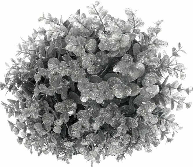 Eukaliptusz gömb karácsonyi függő dekoráció, ezüst, átmérő 24 cm.