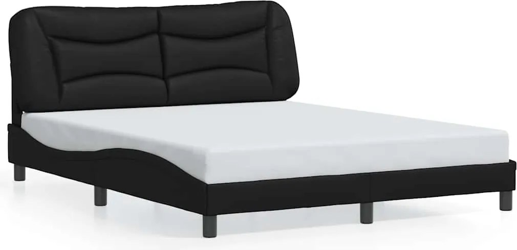 vidaXL fekete műbőr ágykeret matrac nélkül Hvar 160x200 cm