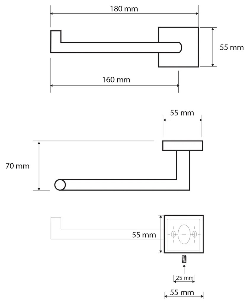 SAPHO XQ703 X-Square WC-papír tartó fedő nélkül,18 x 5,5 x 7 cm, ezüst