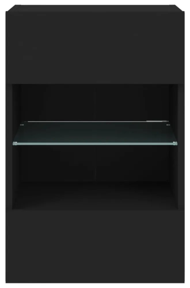 fekete fali TV-szekrény LED-világítással 40x30x60,5 cm