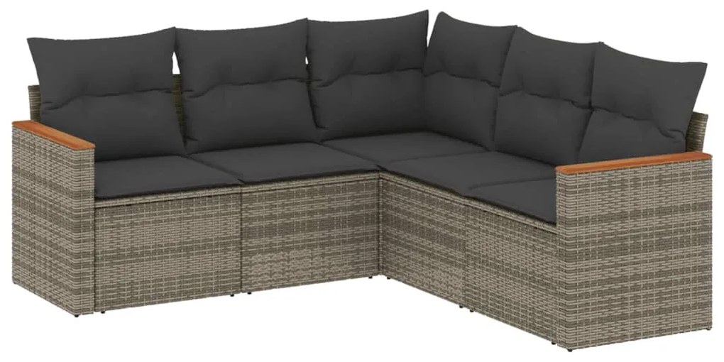5 részes szürke polyrattan kerti ülőgarnitúra párnákkal