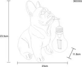 Globo 36333G Solar lámpa, műanyag arany/fekete/borostyánsárga matt, ki/be kapcsoló, AA 300mAh 1.2V elemmel, IP44, HxSzxM: 240x120x245mm, tartozék: LED 0.06W 3V, 3000K