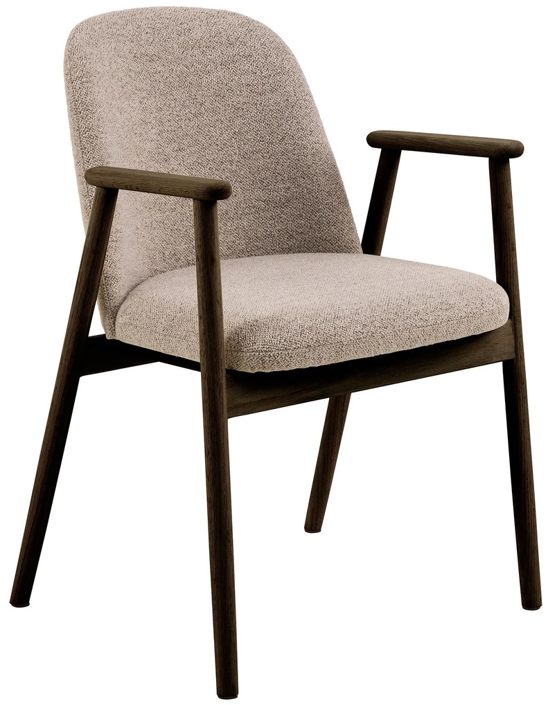 MAZZONI EXPORT RODERIC Beige Latte (Monza 60 szövet)/füstölt lakkozott tölgyfa váz - RETRO FA SZÉK BOUCLÉ NAPPALIBA ÉTKEZŐBE KONYHÁBA
