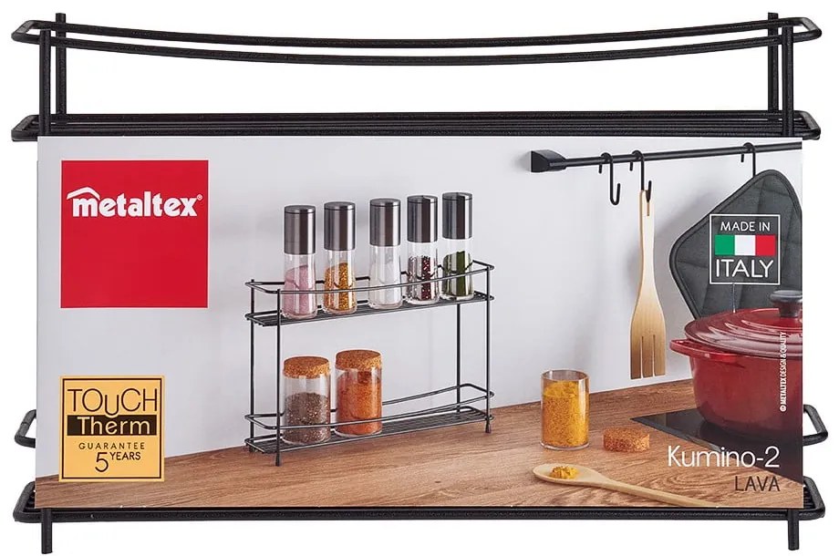 Pepito Lava fekete kétszintes fűszertartó polc - Metaltex