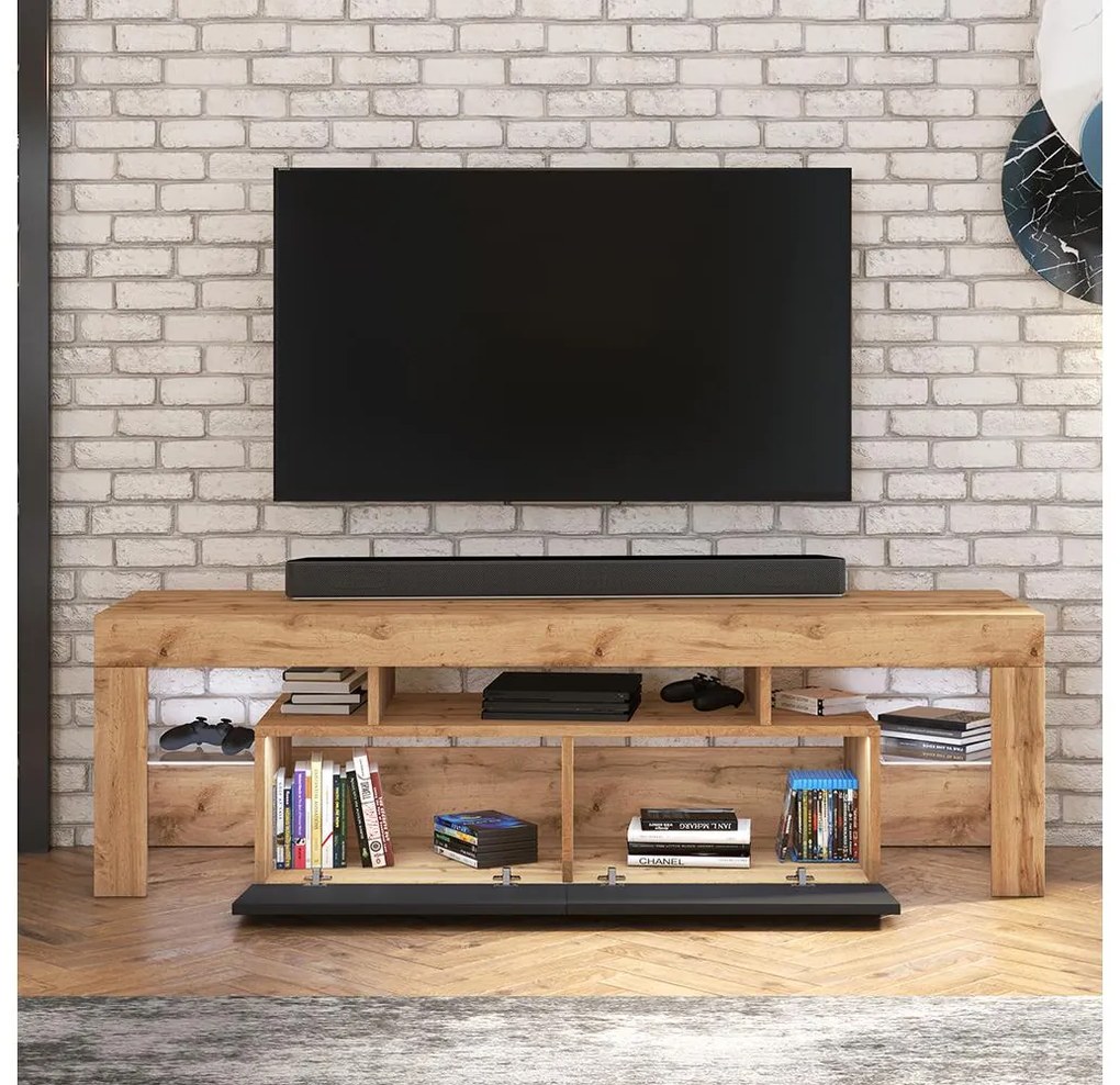 Tv szekrény/asztal Vulcano (lancester tölgy + fekete). 1098696