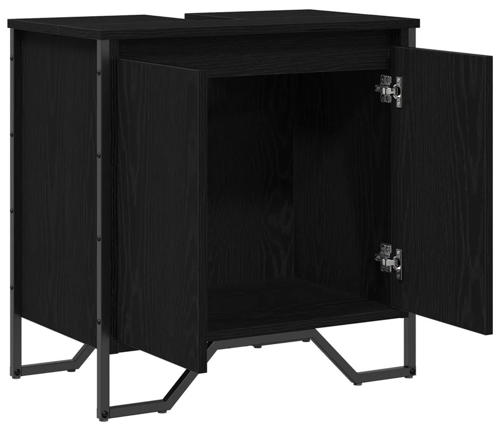 Fürdőszoba Mosdószekrény Fekete tölgy 60x35x50 cm Mérnökfa