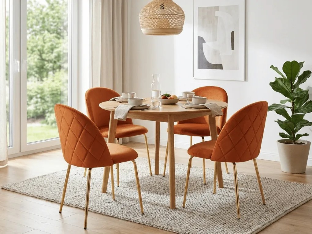 Étkezőszék INCA VELVET arany lábakkal, terrakotta