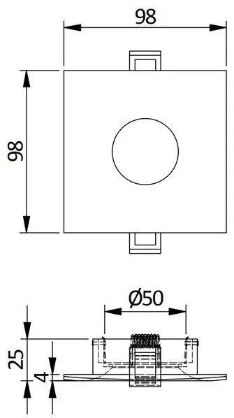 Lámpa Mennyezeti lámpatest AURORA, IP20, négyzet, aluminium, fehér