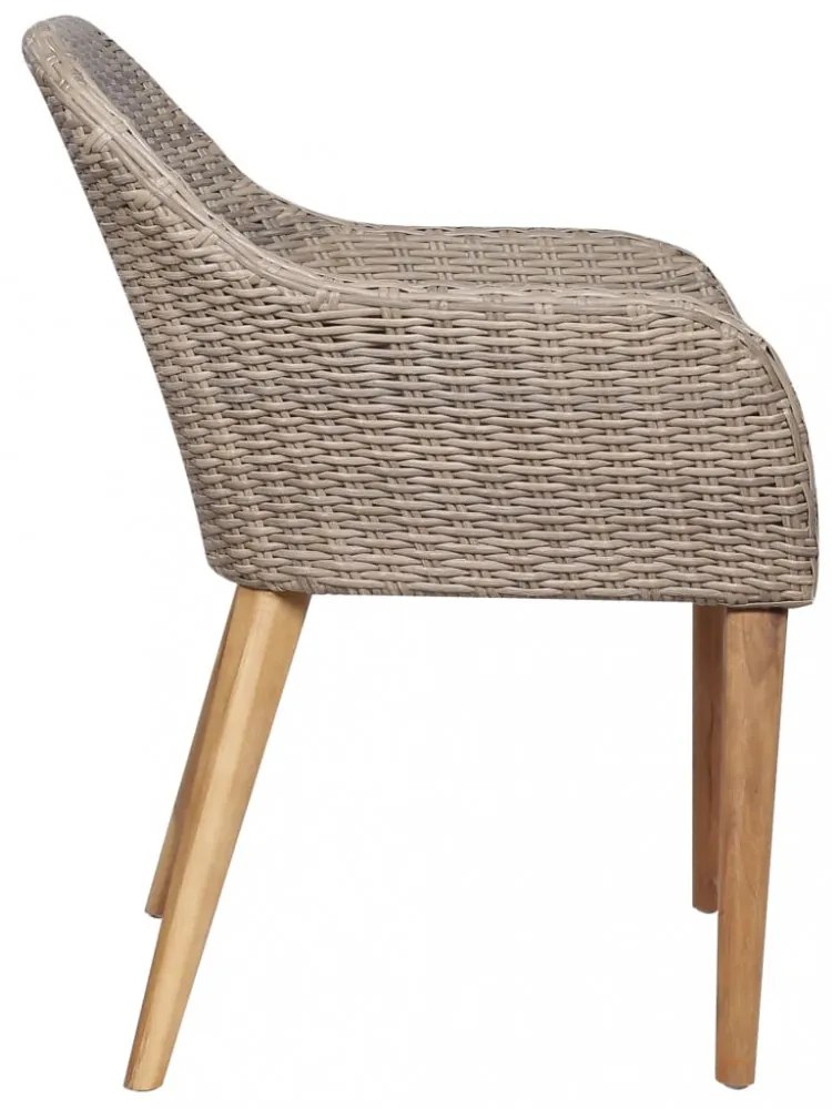 2 db barna polyrattan kültéri szék párnával