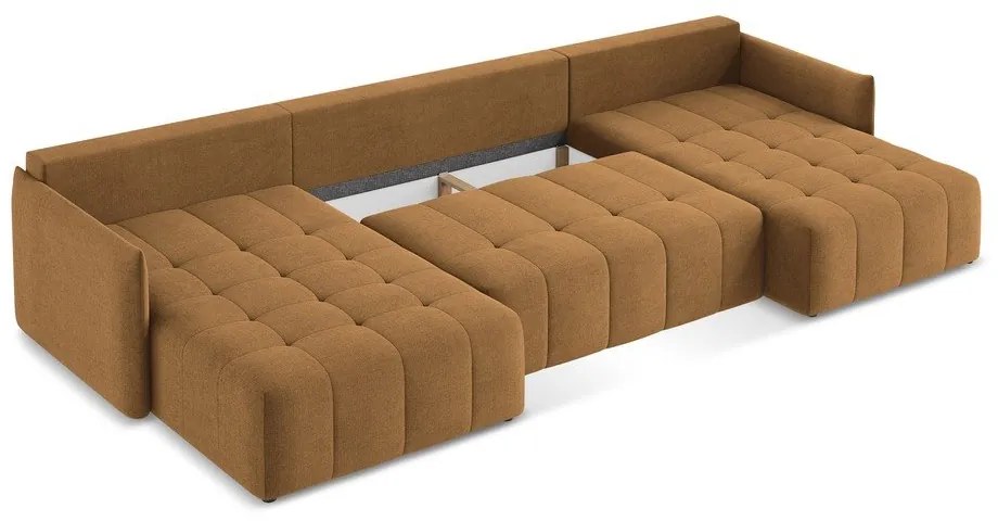 Terrakotta színű kinyitható-tárolóhelyes (U alakú) sarokkanapé Moku – Makamii