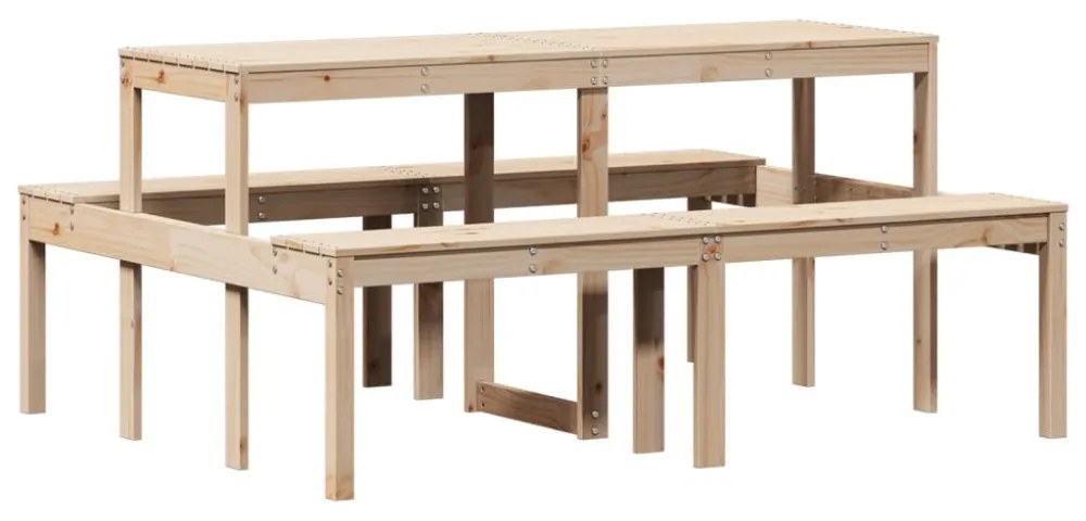 tömör fenyőfa piknik asztal 160x134x75 cm