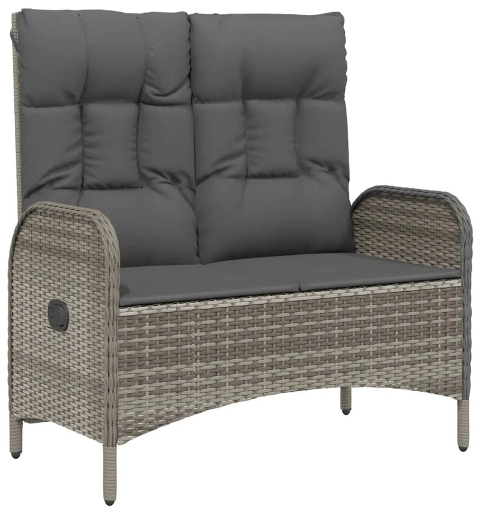 2 részes szürke polyrattan kerti étkezőgarnitúra párnákkal