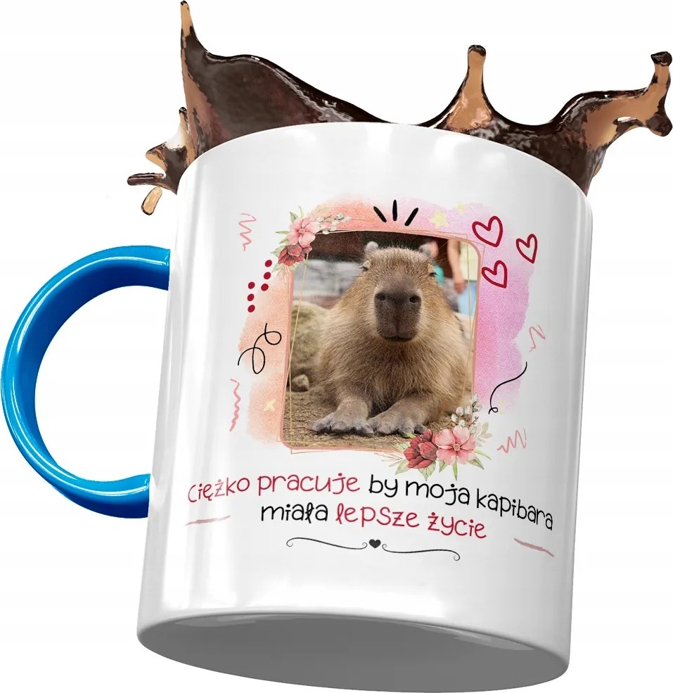 Kapibara Kék Bögre Születésnapra Ajándék Nyomtatott Fotóval