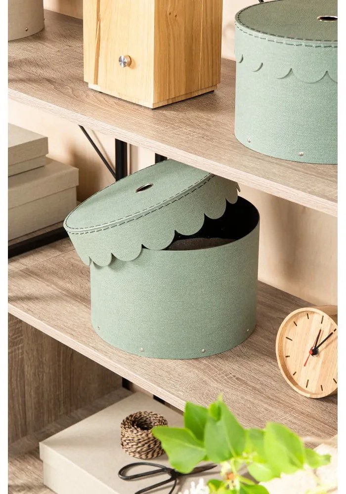 Kékeszöld fedeles karton tárolódoboz szett 2 db-os ø 26x17,5 cm Wilma Canvas Paper Laminate – Bigso