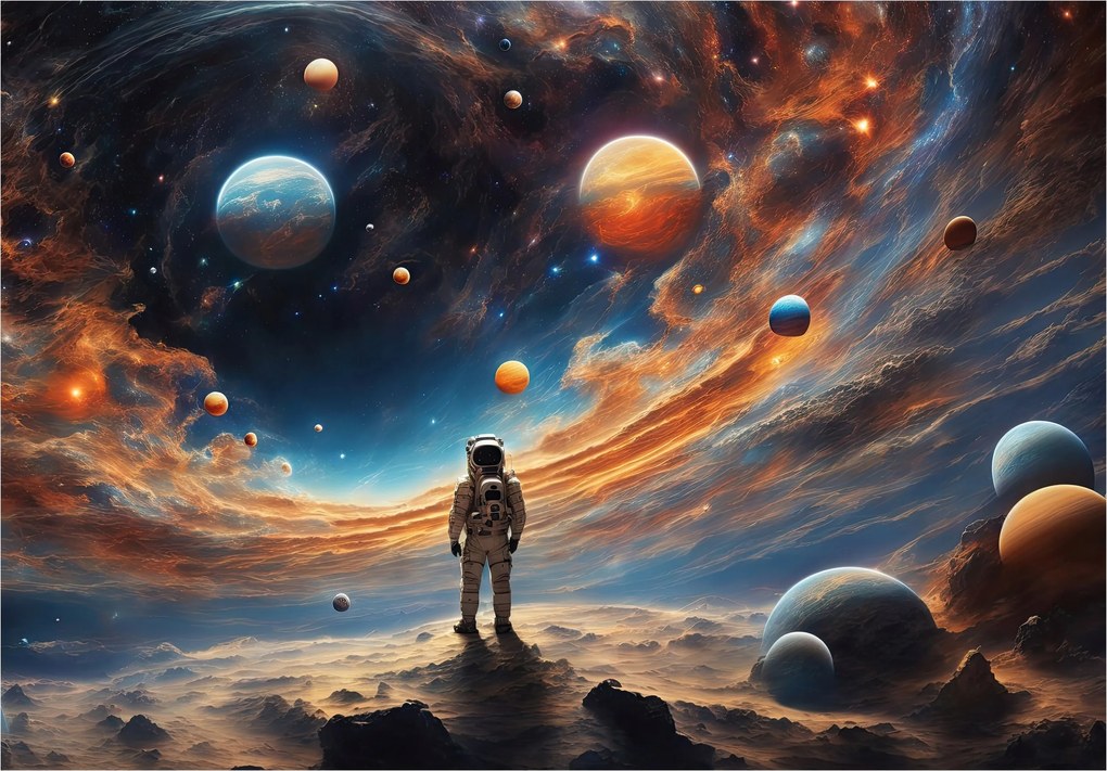 Fotótapéta Űrhajós Bolygók Galaxis Tapéta Gyerekeknek Fiú 400x280